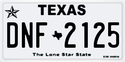TX license plate DNF2125