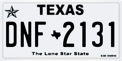 TX license plate DNF2131