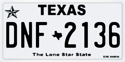 TX license plate DNF2136