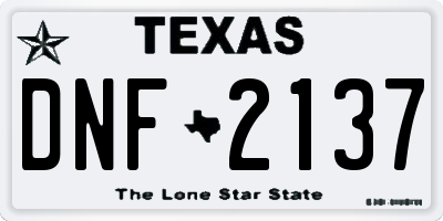 TX license plate DNF2137