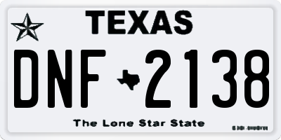 TX license plate DNF2138
