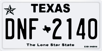 TX license plate DNF2140