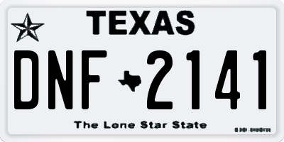 TX license plate DNF2141