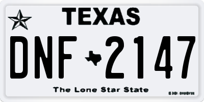 TX license plate DNF2147
