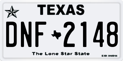 TX license plate DNF2148