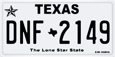 TX license plate DNF2149