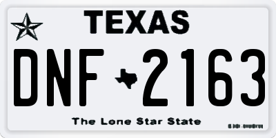 TX license plate DNF2163