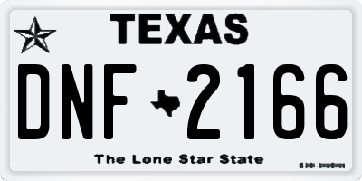 TX license plate DNF2166