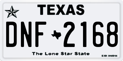 TX license plate DNF2168