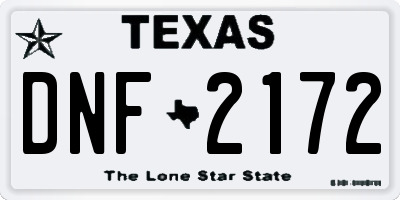 TX license plate DNF2172