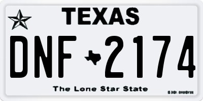TX license plate DNF2174
