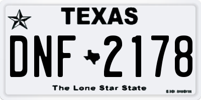TX license plate DNF2178