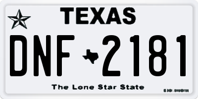 TX license plate DNF2181