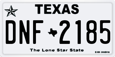 TX license plate DNF2185