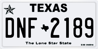 TX license plate DNF2189
