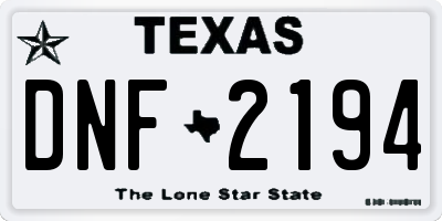 TX license plate DNF2194