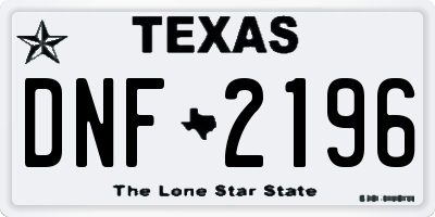 TX license plate DNF2196