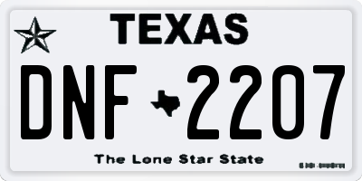 TX license plate DNF2207