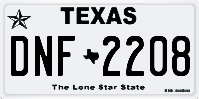 TX license plate DNF2208