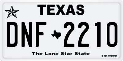 TX license plate DNF2210