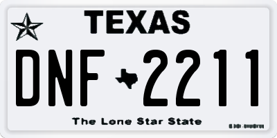 TX license plate DNF2211