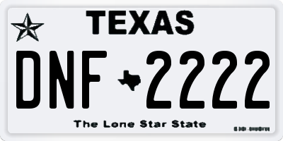 TX license plate DNF2222