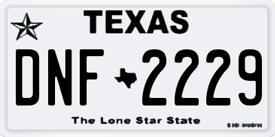 TX license plate DNF2229