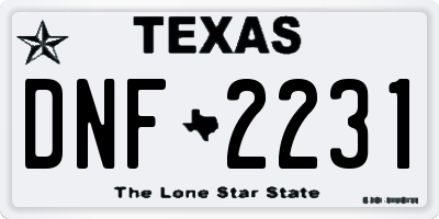 TX license plate DNF2231