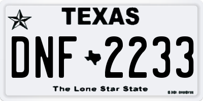 TX license plate DNF2233