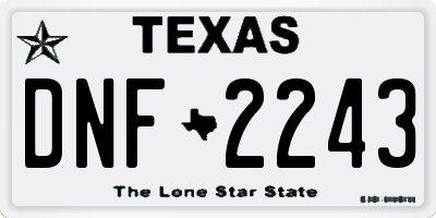 TX license plate DNF2243
