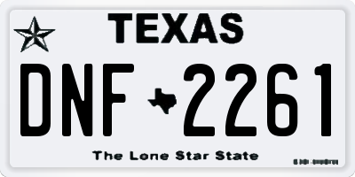 TX license plate DNF2261