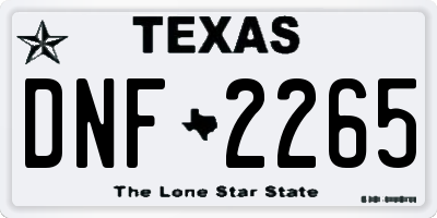 TX license plate DNF2265
