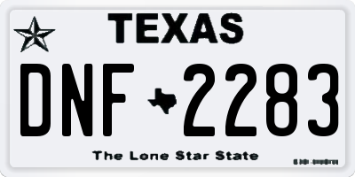 TX license plate DNF2283