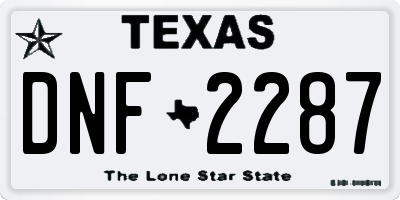 TX license plate DNF2287