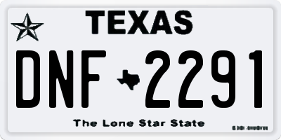 TX license plate DNF2291