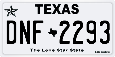 TX license plate DNF2293