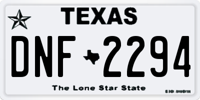 TX license plate DNF2294