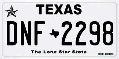 TX license plate DNF2298