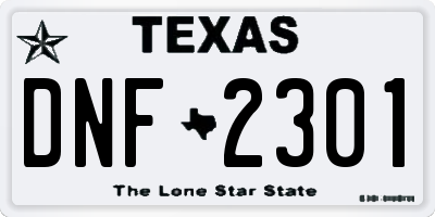 TX license plate DNF2301