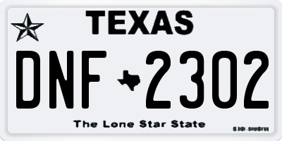 TX license plate DNF2302
