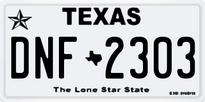 TX license plate DNF2303