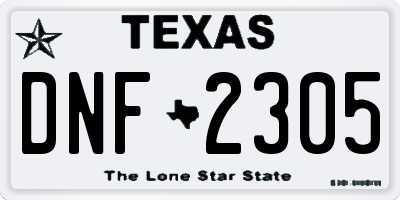TX license plate DNF2305