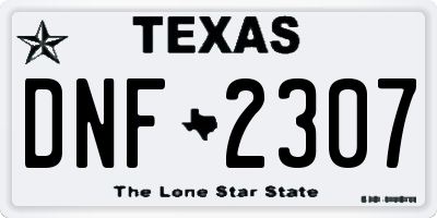TX license plate DNF2307