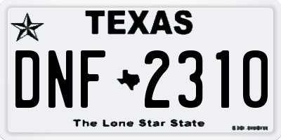 TX license plate DNF2310