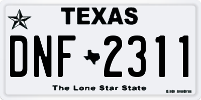 TX license plate DNF2311