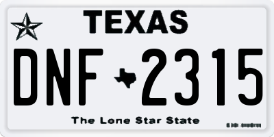TX license plate DNF2315