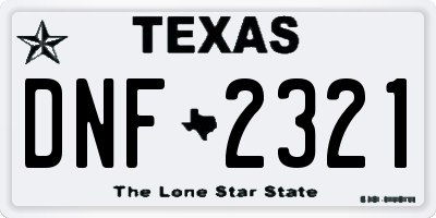 TX license plate DNF2321