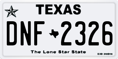 TX license plate DNF2326