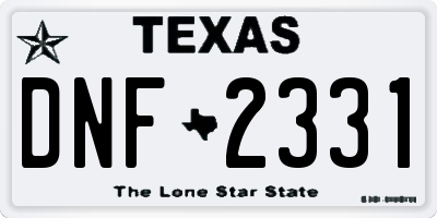 TX license plate DNF2331