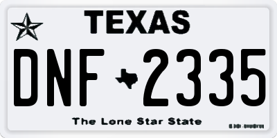 TX license plate DNF2335